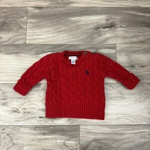 Ralph Lauren Red Knit Baby Sweater